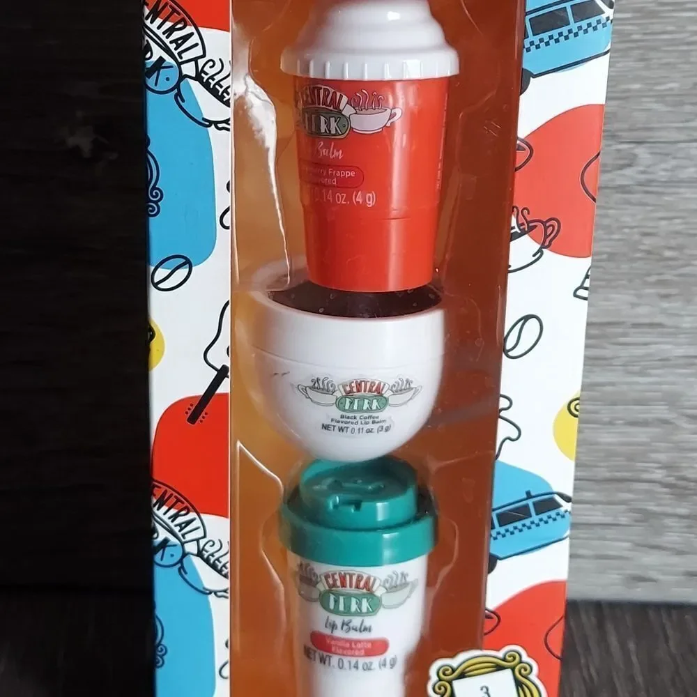 FRIENDS Flavored Lip Balm Gift Set Strawberry Frappe Black Coffee Vanilla Latte